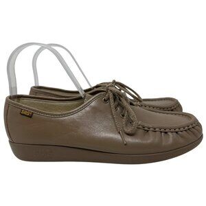 SAS Womens Leather Comfort Lace-Up Loafers Taupe Size 10M